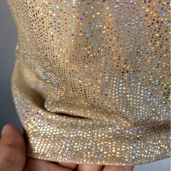 Strappy Cowl Neck Vintage Coolwear USA Iridescent Tan Gold Backless Y2k Tank Top - Picture 2 of 6